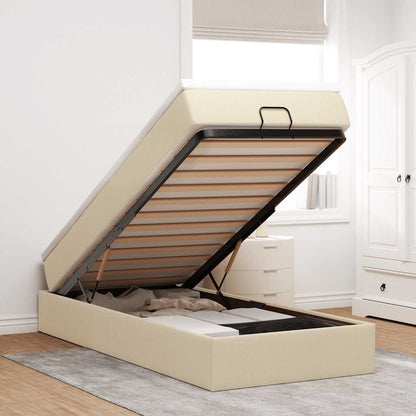 Ottoman-Bett mit Matratze Creme 90x190 cm Stoff