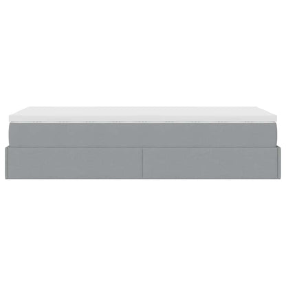 Ottoman-Bett mit Matratze Hellgrau 90x200 cm Stoff