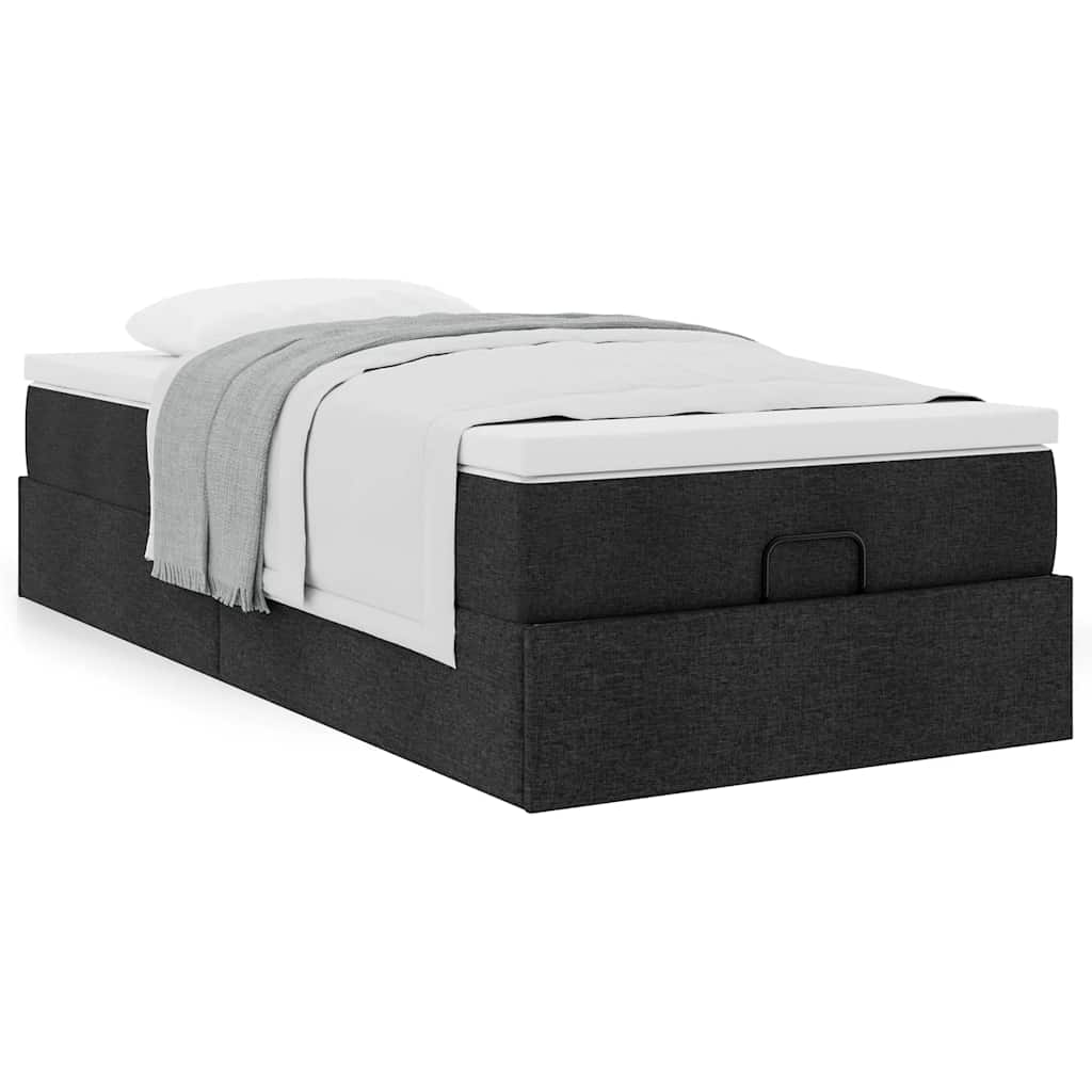 Ottoman bed with mattress black 90x200 cm fabric