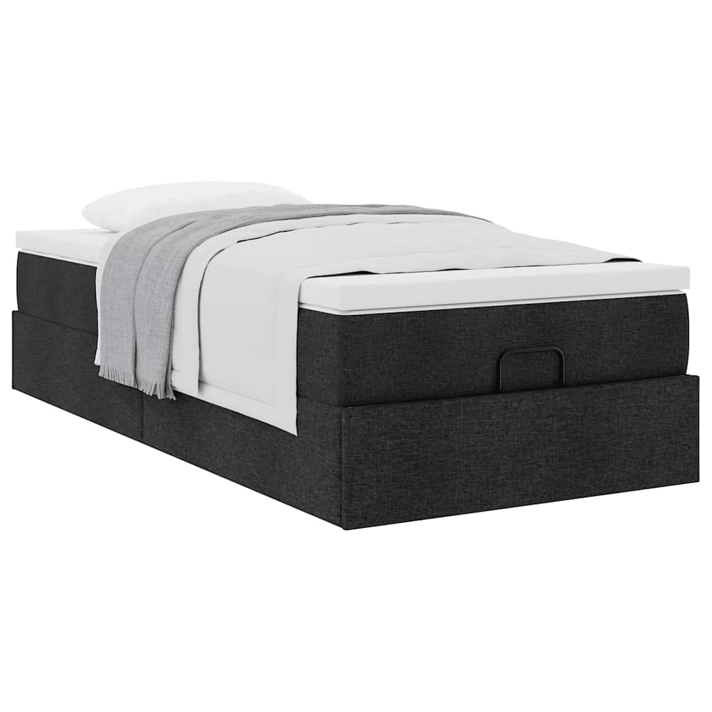 Ottoman bed with mattress black 90x200 cm fabric