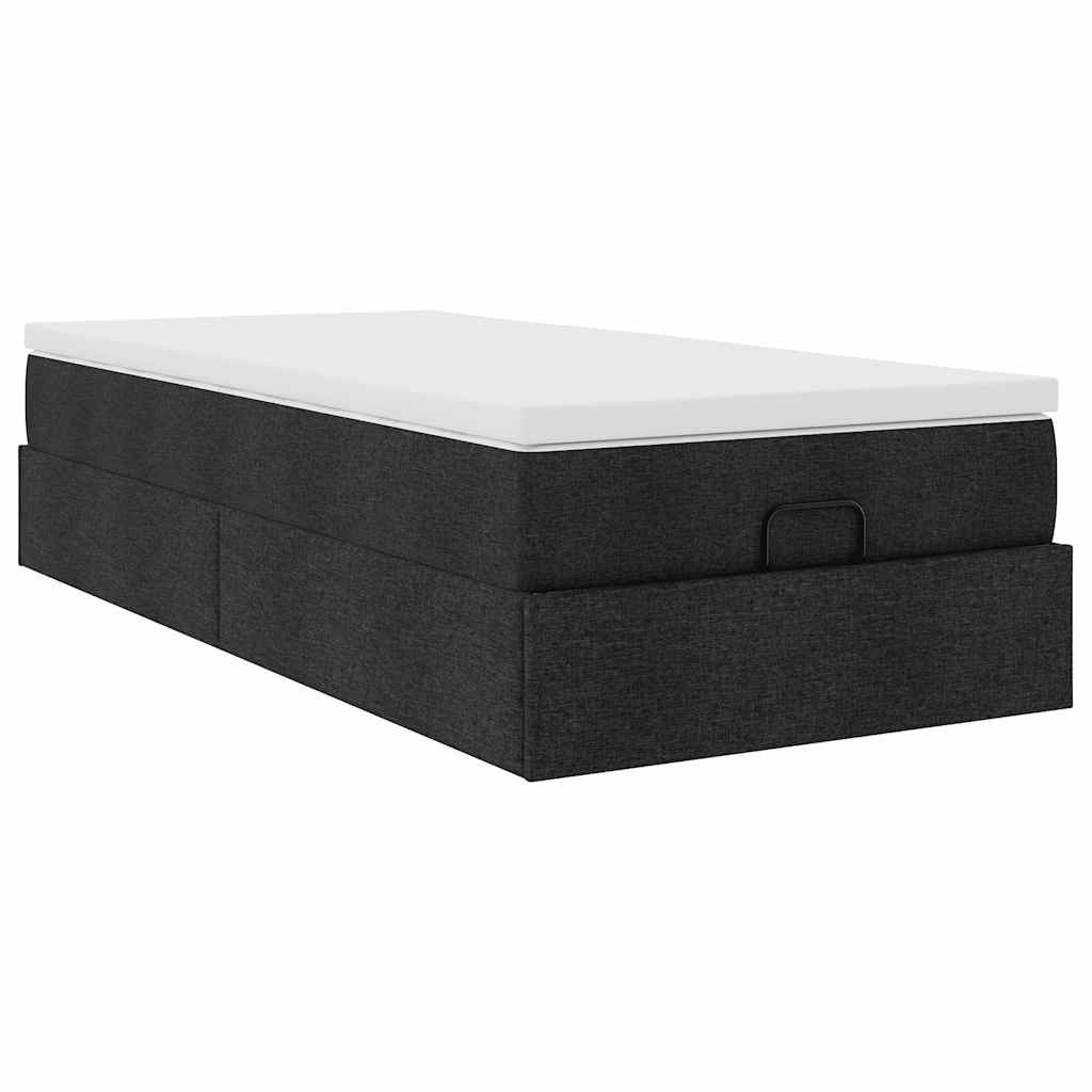 Ottoman bed with mattress black 90x200 cm fabric