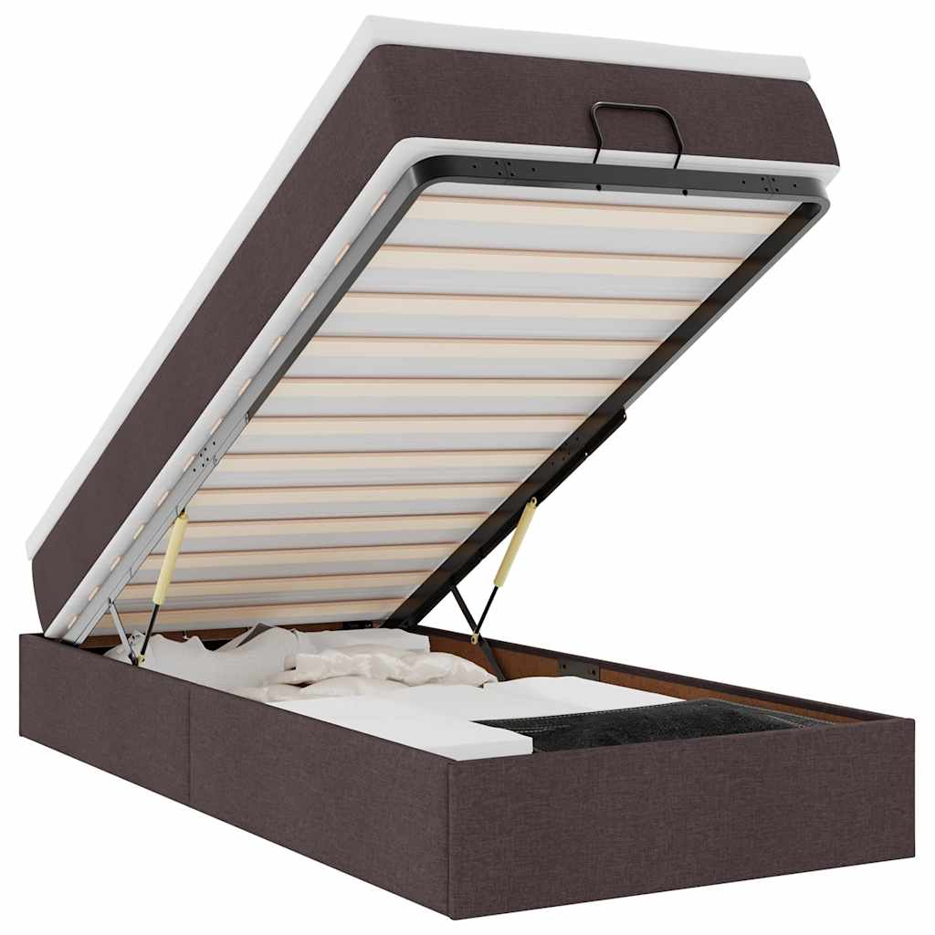 Ottoman-Bett mit Matratze Dunkelbraun 90x200 cm Stoff