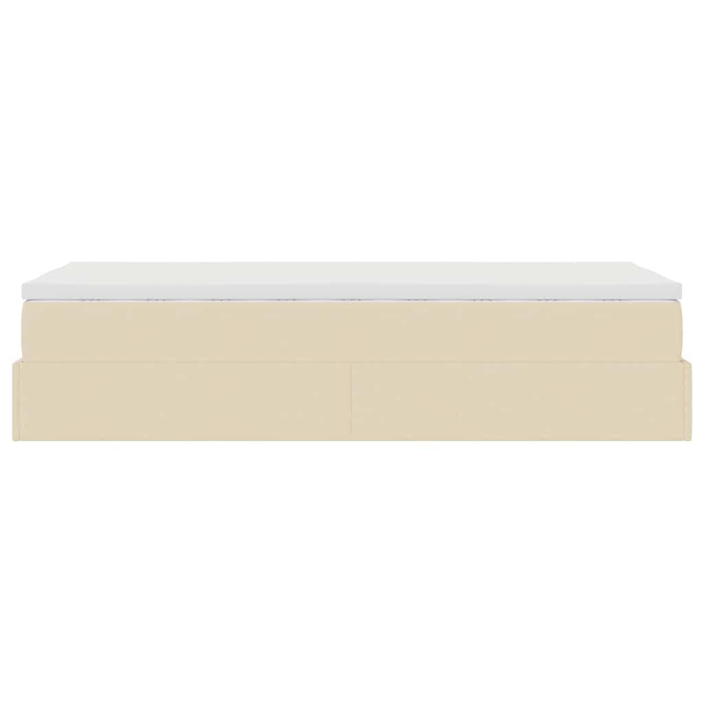 Ottoman-Bett mit Matratze Creme 90x200 cm Stoff