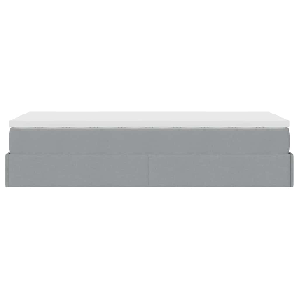 Lit ottoman avec matelas en tissu gris clair 100x200 cm
