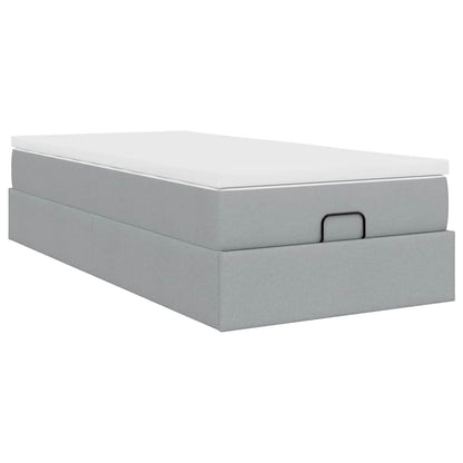 Ottoman-Bett mit Matratze Hellgrau 100x200 cm Stoff