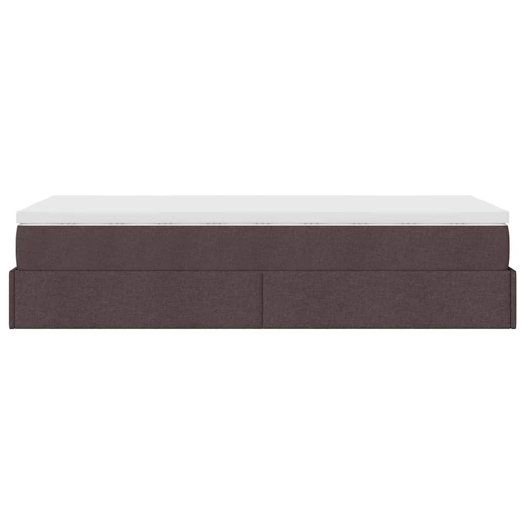 Ottoman bed with mattress dark brown 100x200 cm fabric