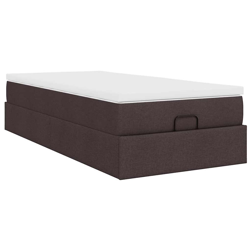 Ottoman bed with mattress dark brown 100x200 cm fabric