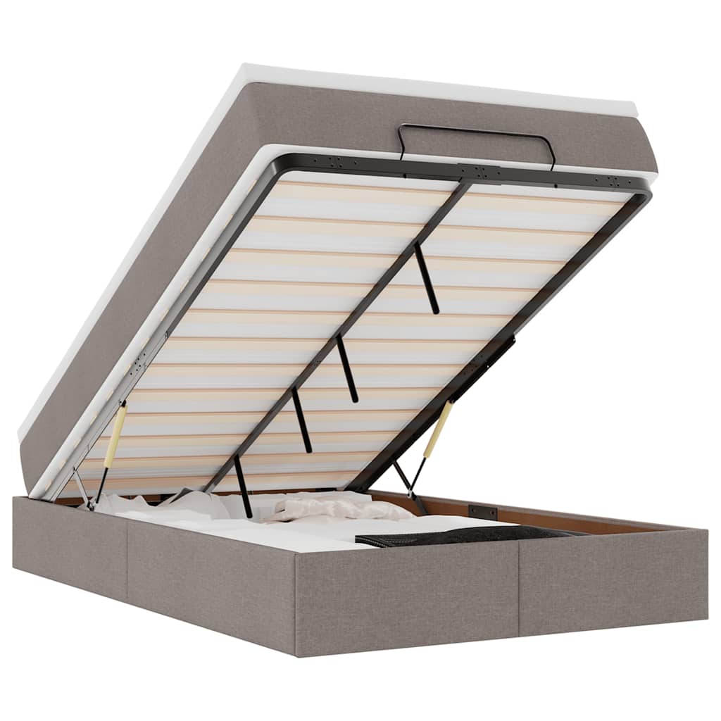 Ottoman-Bett mit Matratze Taupe 120x190 cm Stoff