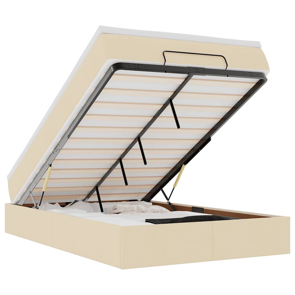 Ottoman-Bett mit Matratze Creme 120x190 cm Stoff