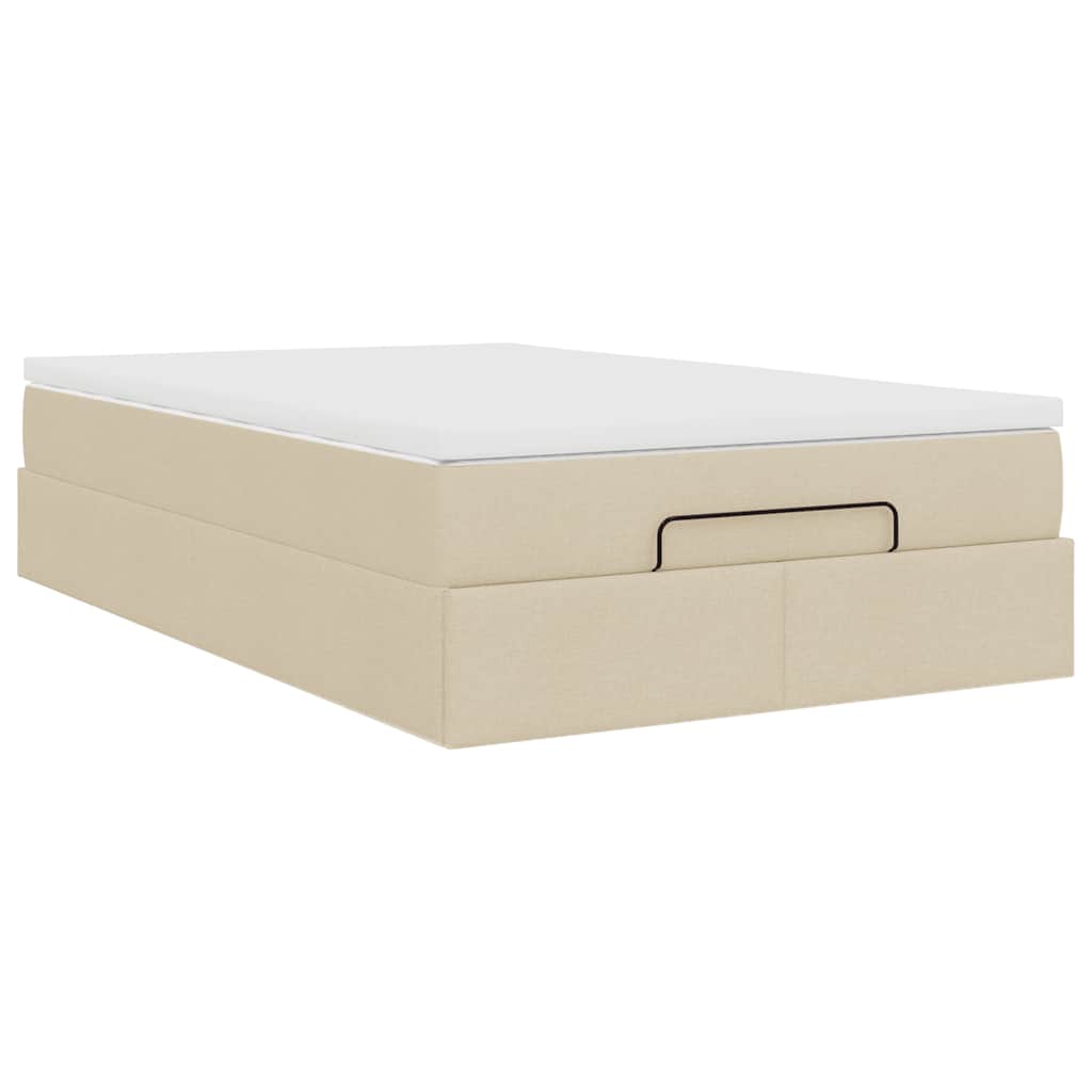 Ottoman-Bett mit Matratze Creme 120x190 cm Stoff