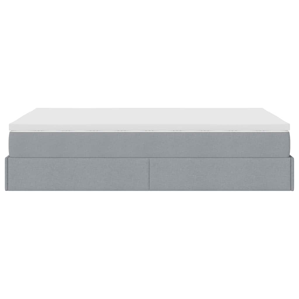 Ottoman-Bett mit Matratze Hellgrau 120x200 cm Stoff