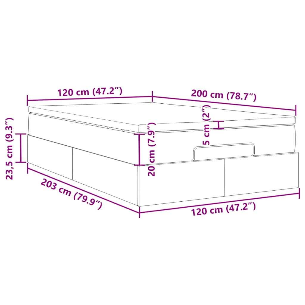 Ottoman-Bett mit Matratze Dunkelgrau 120x200 cm Stoff
