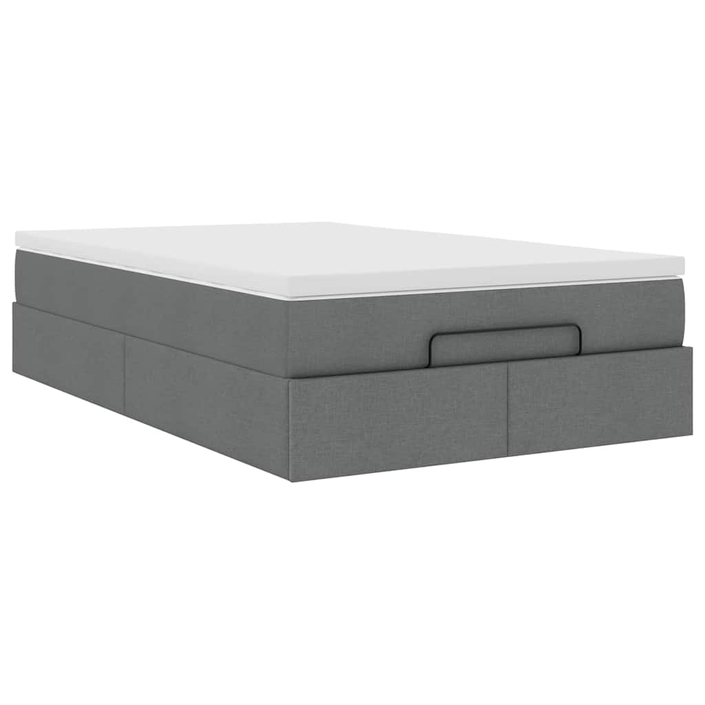 Lit ottoman avec matelas en tissu gris foncé 120x200 cm