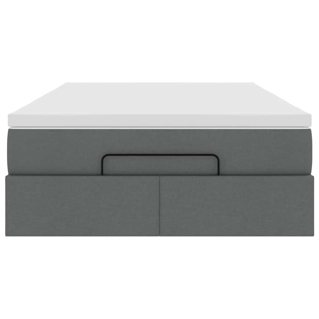 Lit ottoman avec matelas en tissu gris foncé 120x200 cm