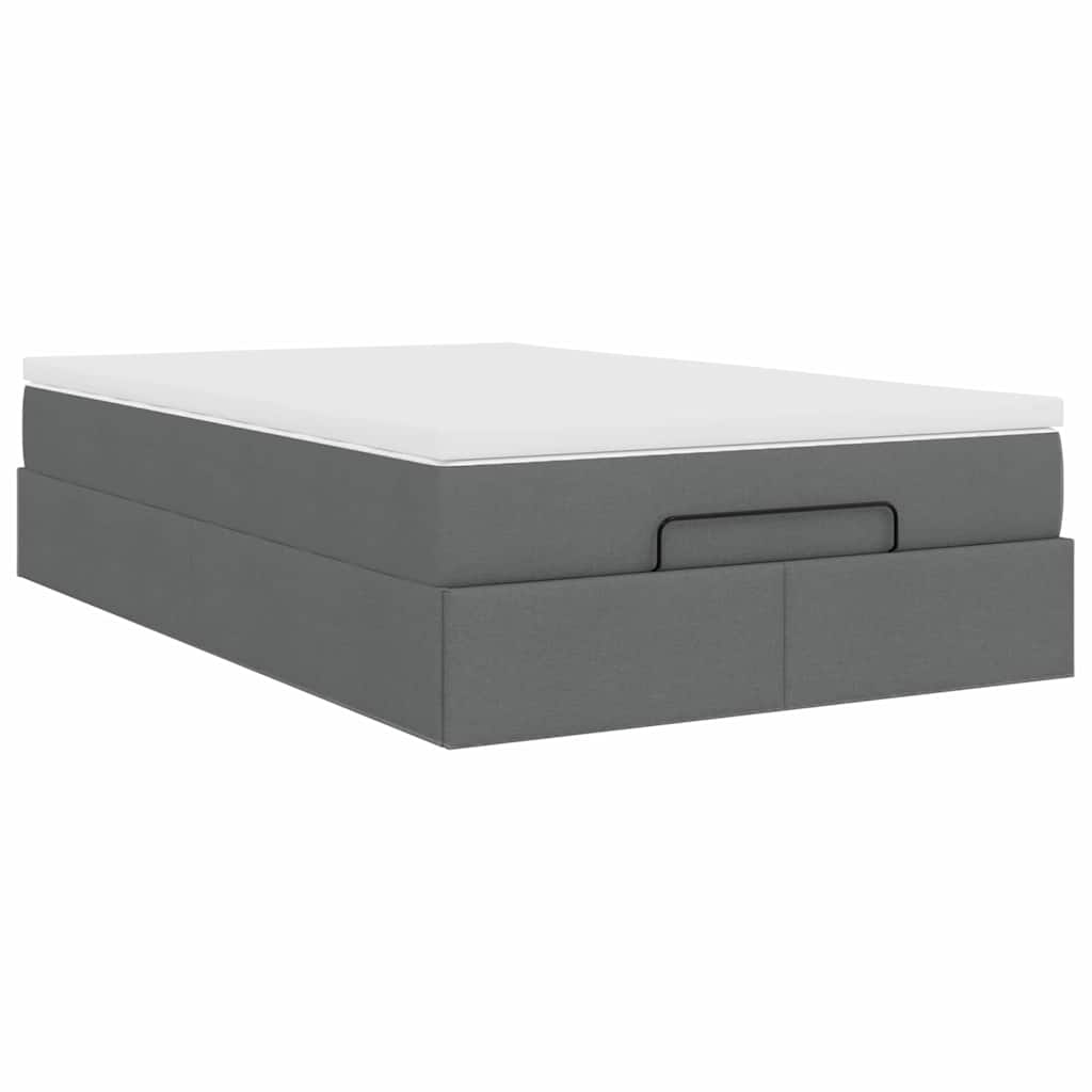 Lit ottoman avec matelas en tissu gris foncé 120x200 cm