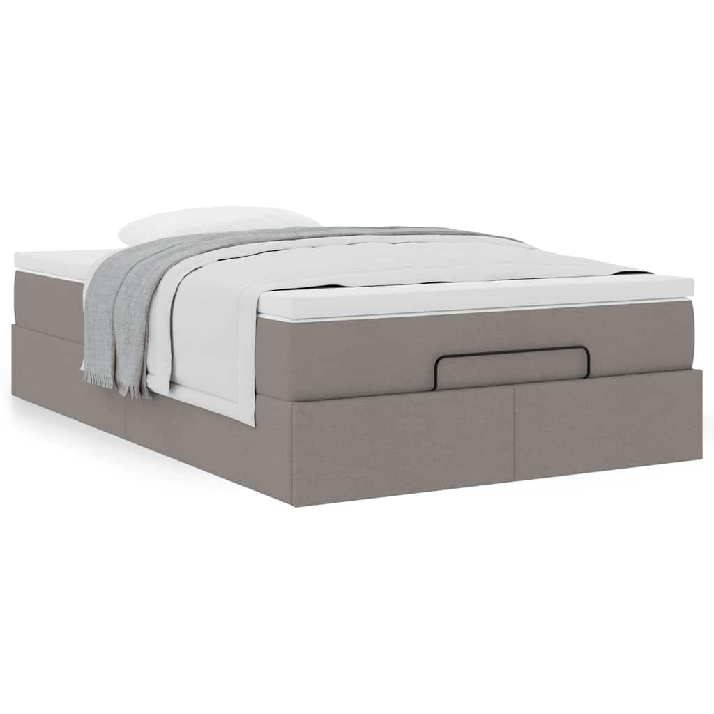 Ottoman-Bett mit Matratze Taupe 120x200 cm Stoff