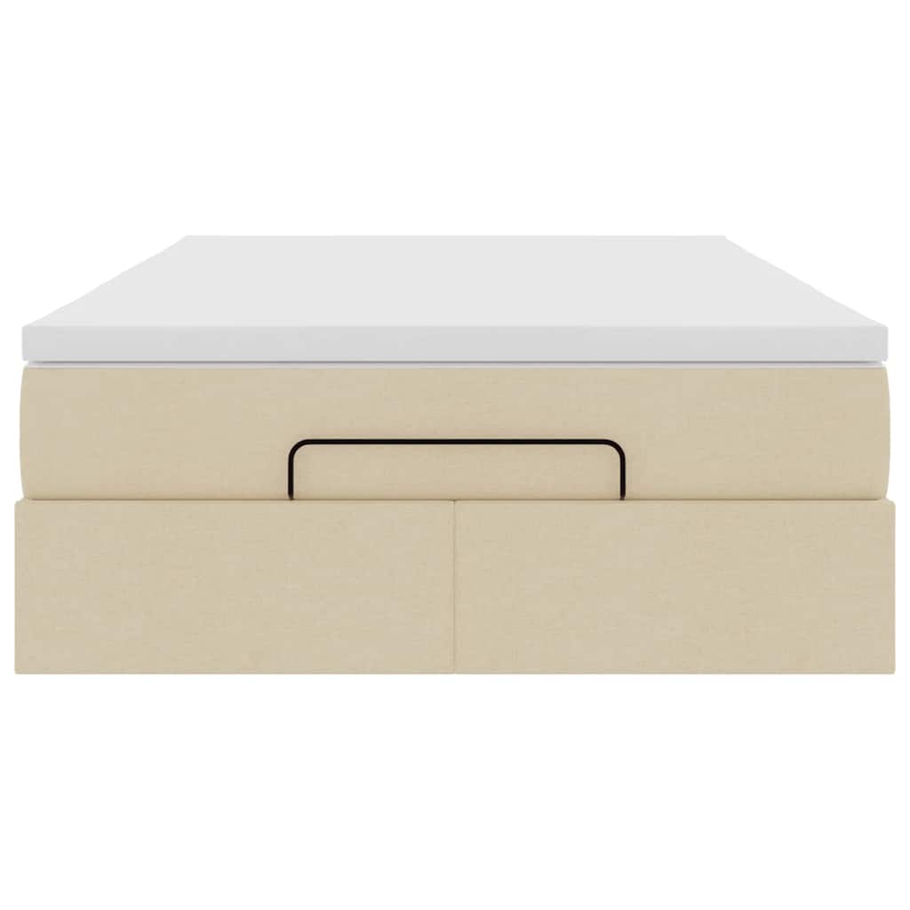 Ottoman-Bett mit Matratze Creme 120x200 cm Stoff