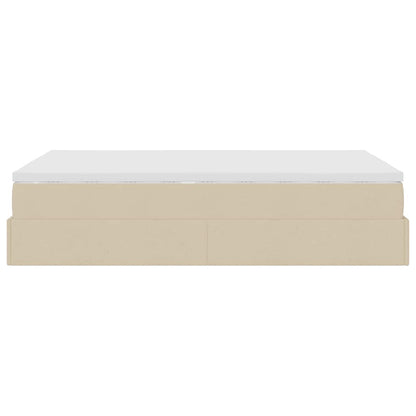 Ottoman-Bett mit Matratze Creme 120x200 cm Stoff