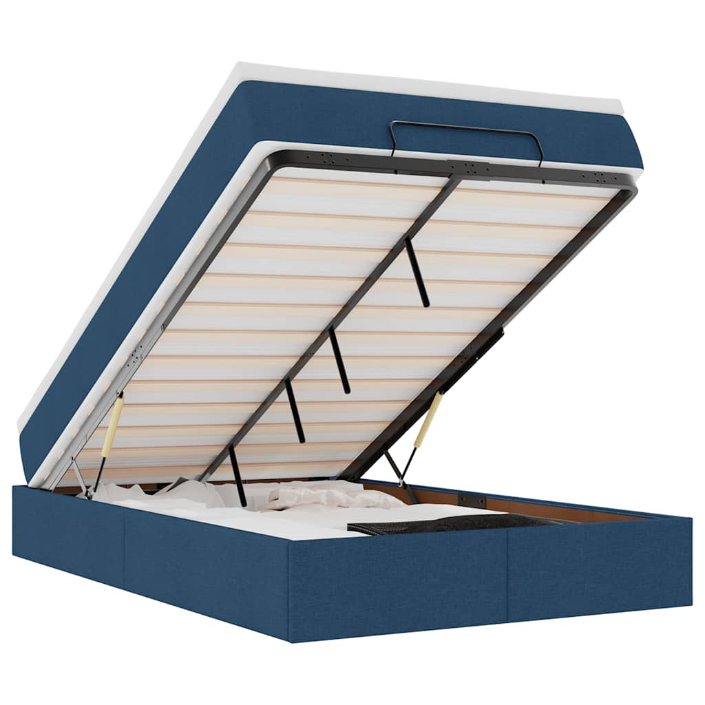 Ottoman-Bett mit Matratze Blau 120x200 cm Stoff