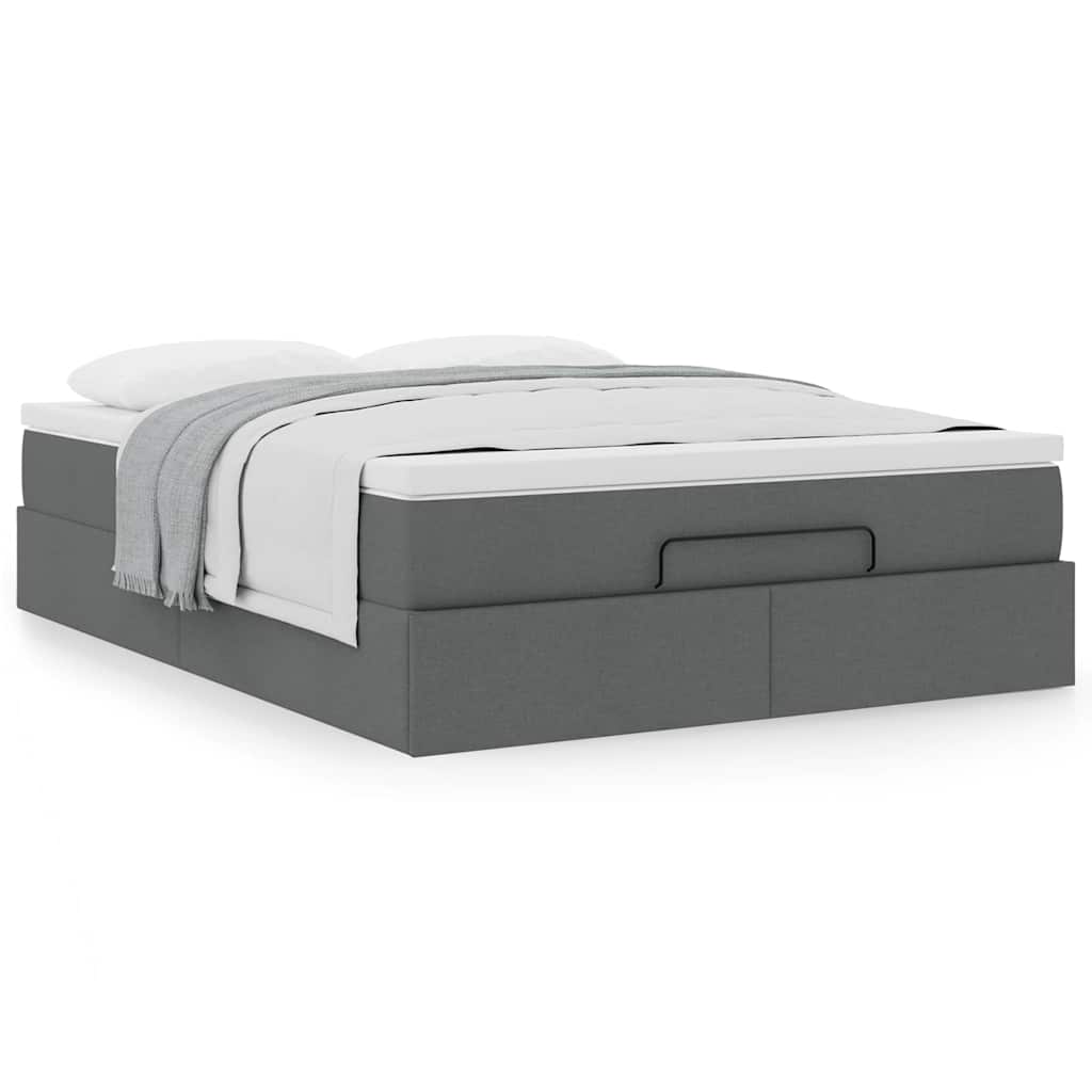 Ottoman-Bett mit Matratze Dunkelgrau 140x190 cm Stoff