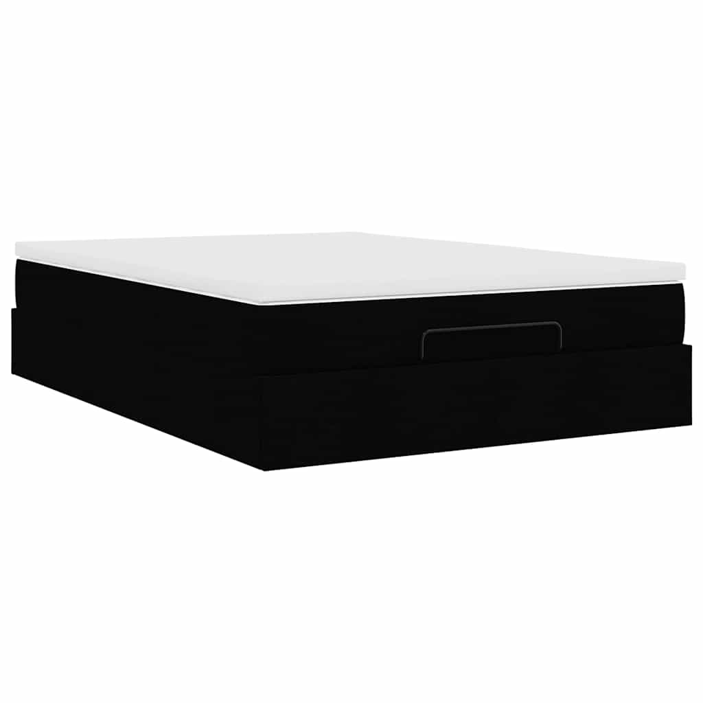 Ottoman-Bett mit Matratze Schwarz 140x190 cm Stoff