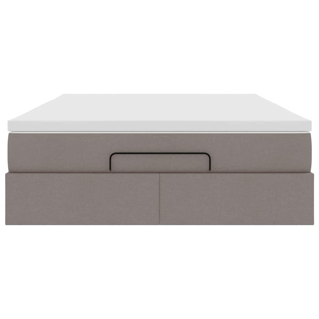 Ottoman-Bett mit Matratze Taupe 140x190 cm Stoff