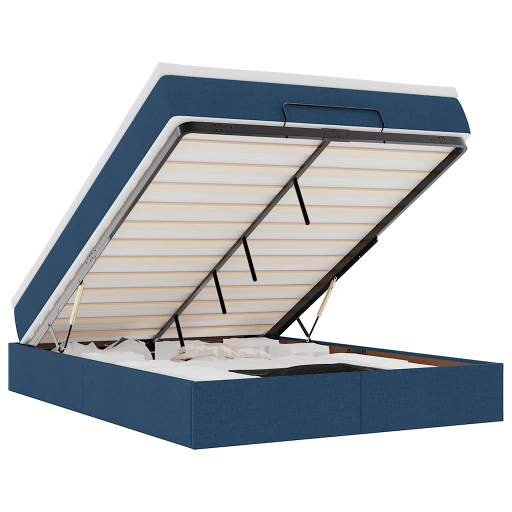 Ottoman-Bett mit Matratze Blau 140x190 cm Stoff