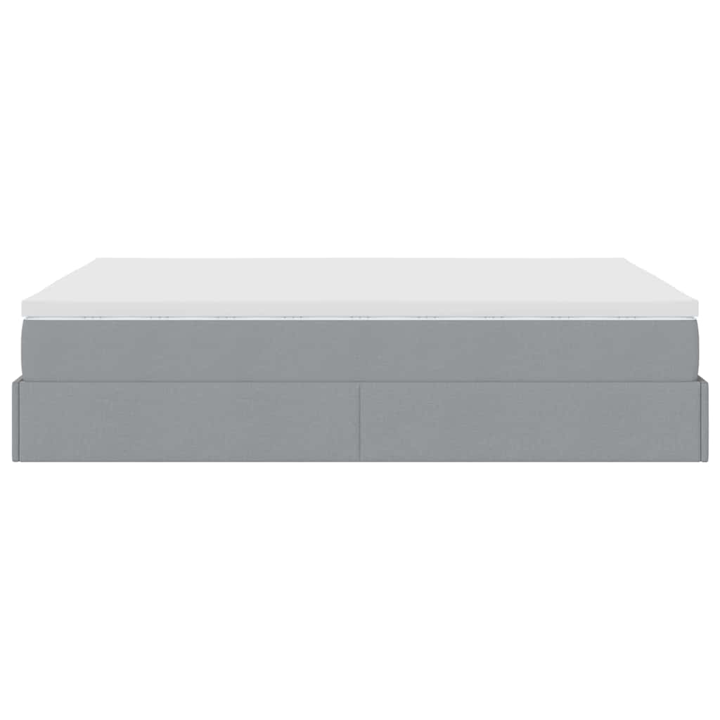 Ottoman-Bett mit Matratze Hellgrau 140x200 cm Stoff