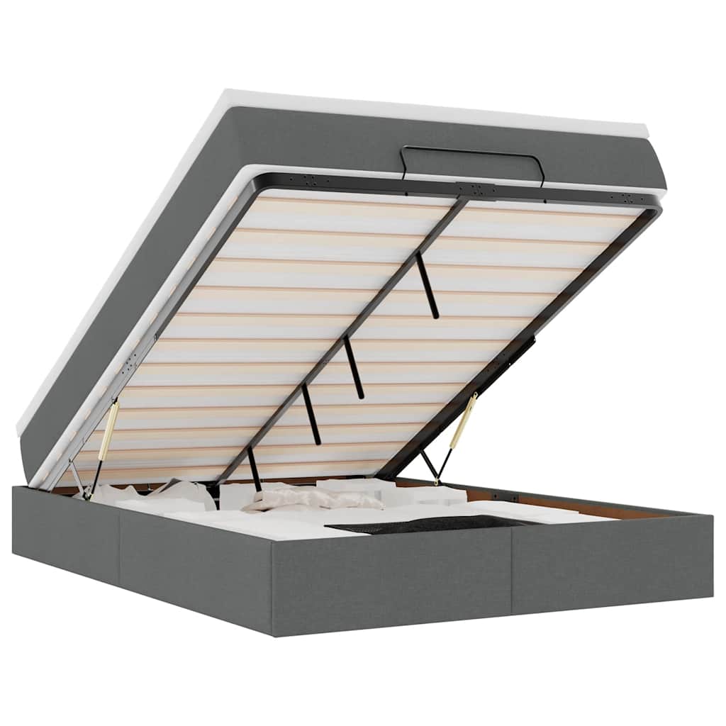Ottoman-Bett mit Matratze Dunkelgrau 140x200 cm Stoff