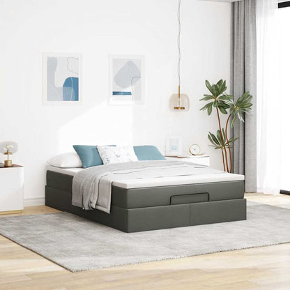 Ottoman-Bett mit Matratze Dunkelgrau 140x200 cm Stoff