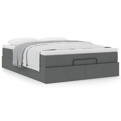Ottoman-Bett mit Matratze Dunkelgrau 140x200 cm Stoff