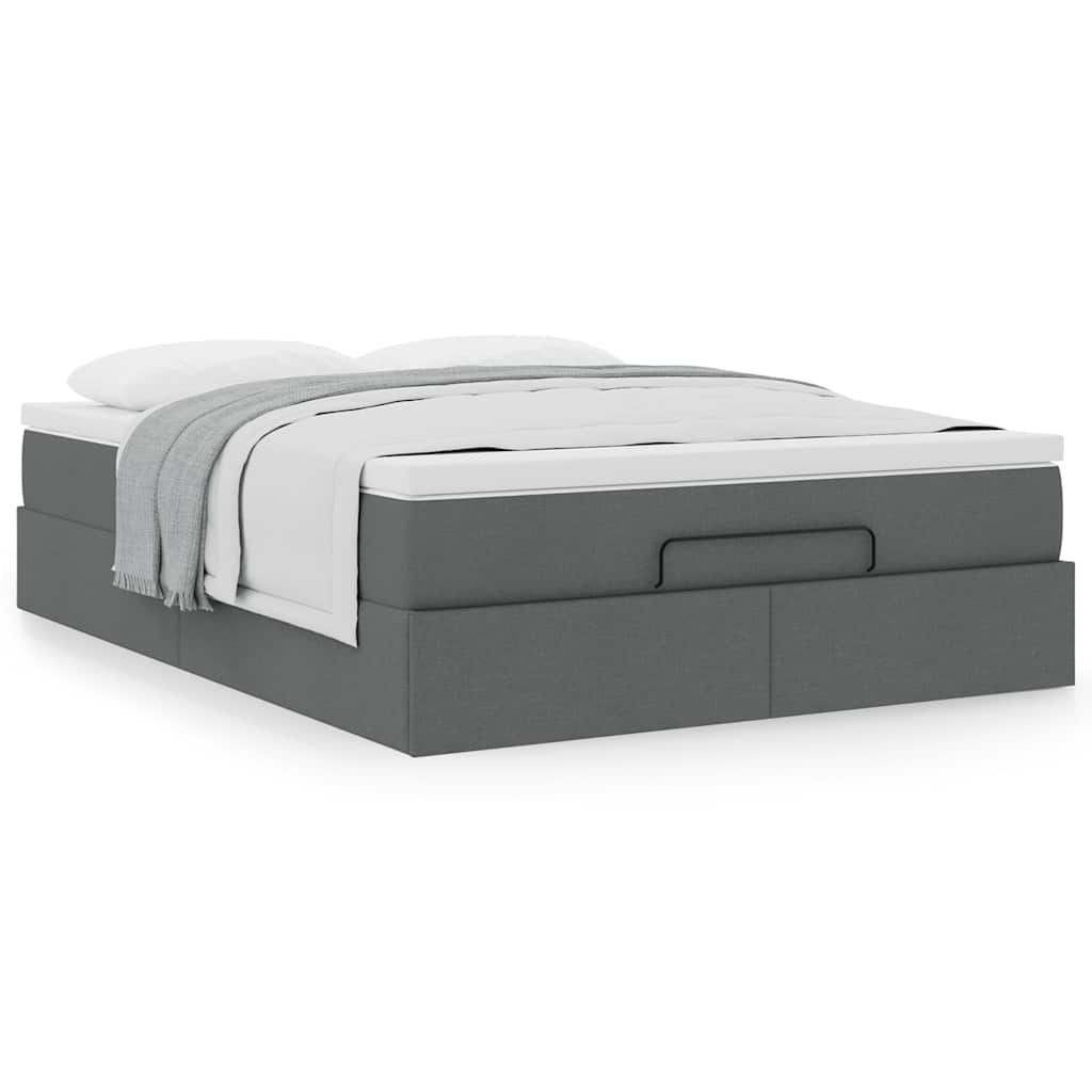 Ottoman-Bett mit Matratze Dunkelgrau 140x200 cm Stoff