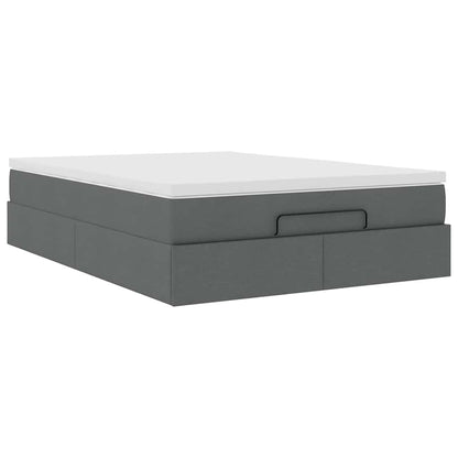 Ottoman-Bett mit Matratze Dunkelgrau 140x200 cm Stoff
