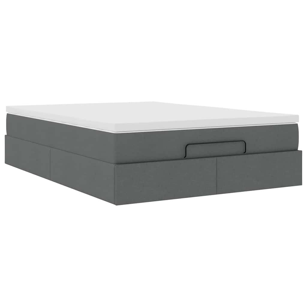 Ottoman-Bett mit Matratze Dunkelgrau 140x200 cm Stoff
