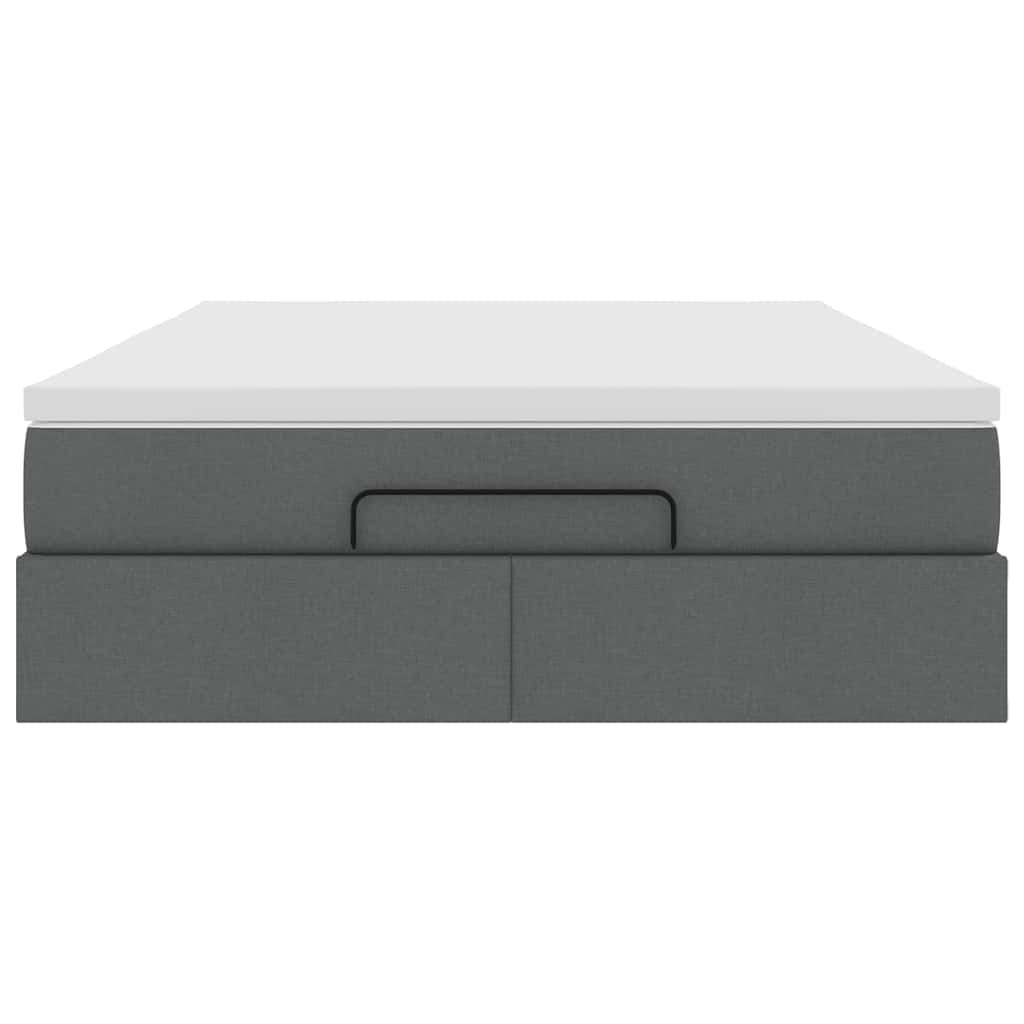 Ottoman-Bett mit Matratze Dunkelgrau 140x200 cm Stoff
