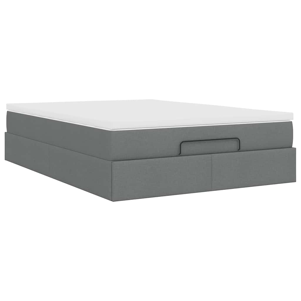 Ottoman-Bett mit Matratze Dunkelgrau 140x200 cm Stoff