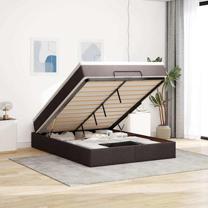 Ottoman-Bett mit Matratze Dunkelbraun 140x200 cm Stoff