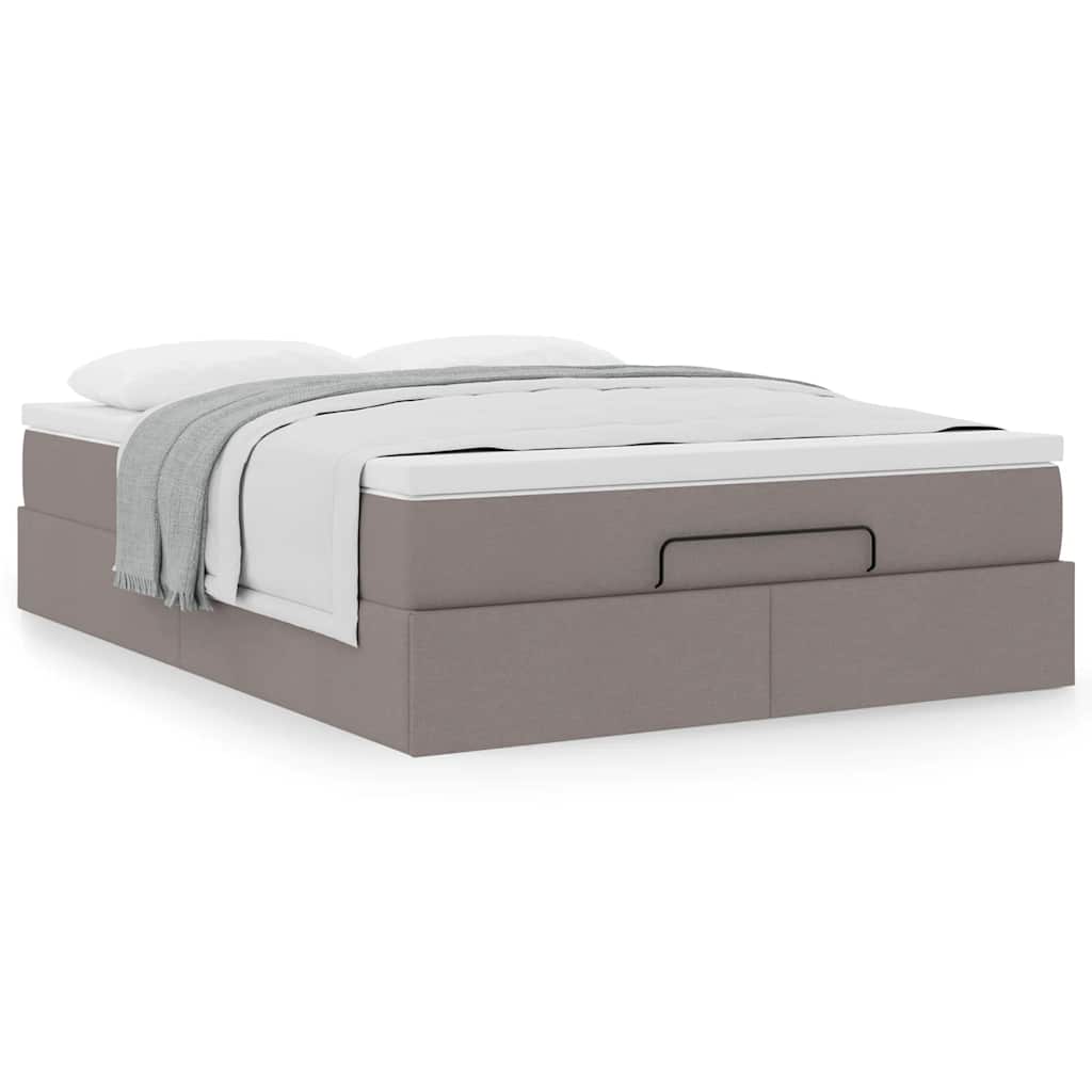 Ottoman-Bett mit Matratze Taupe 140x200 cm Stoff
