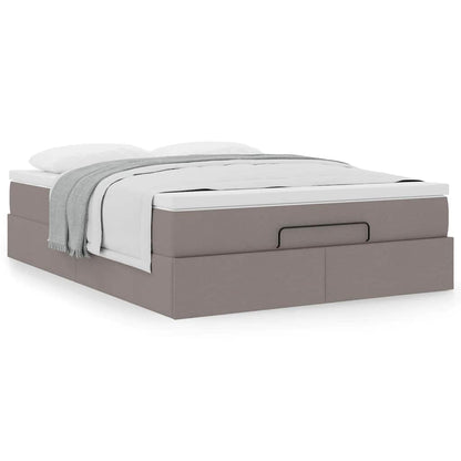 Ottoman-Bett mit Matratze Taupe 140x200 cm Stoff