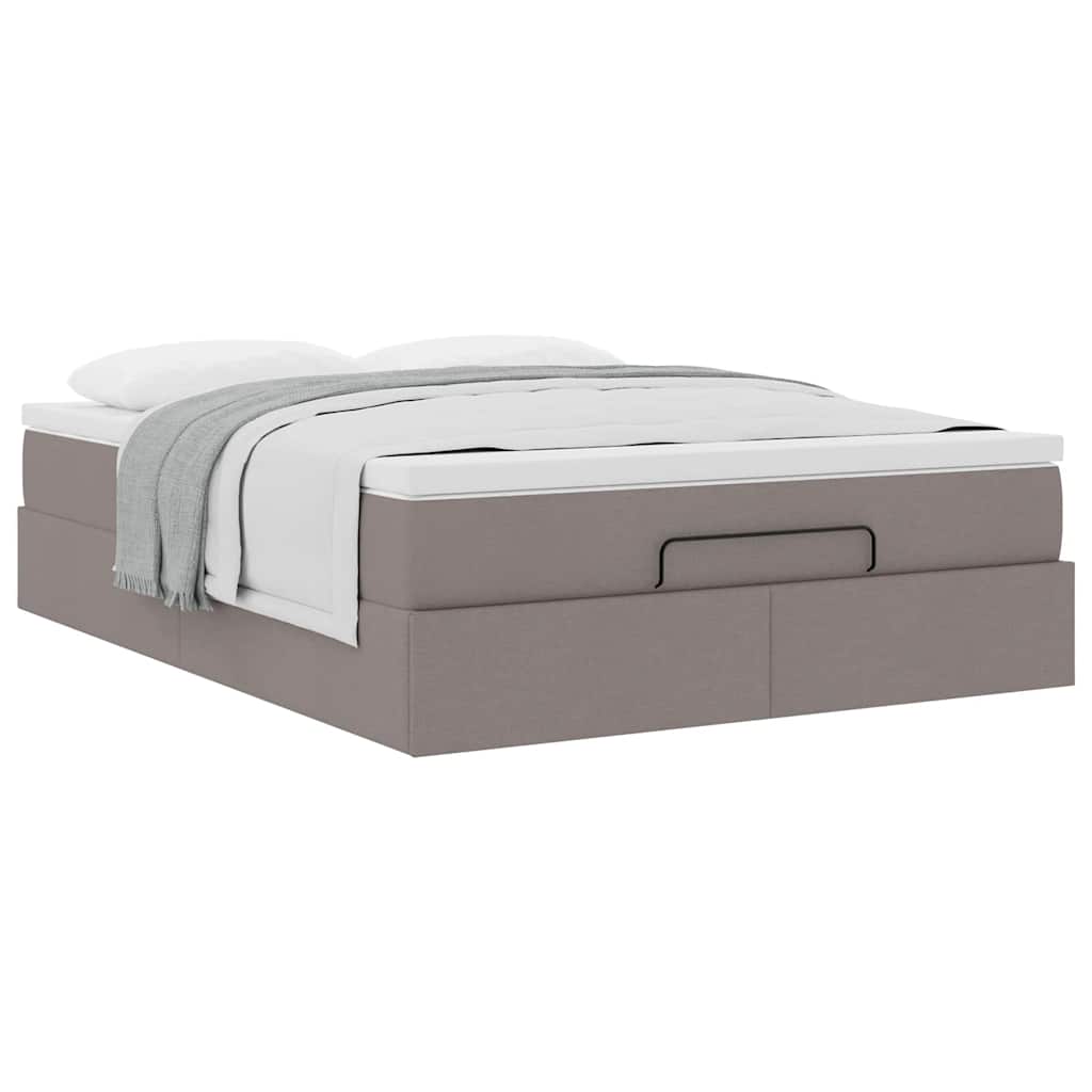 Ottoman-Bett mit Matratze Taupe 140x200 cm Stoff