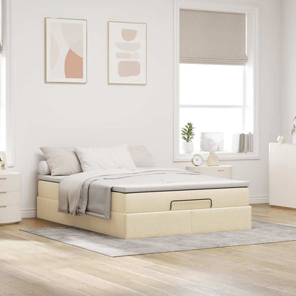 Ottoman-Bett mit Matratze Creme 140x200 cm Stoff
