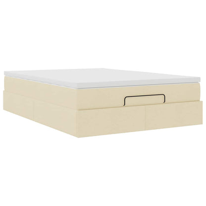 Ottoman-Bett mit Matratze Creme 140x200 cm Stoff