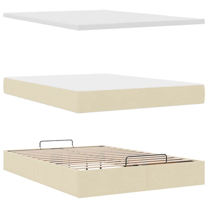 Ottoman-Bett mit Matratze Creme 140x200 cm Stoff
