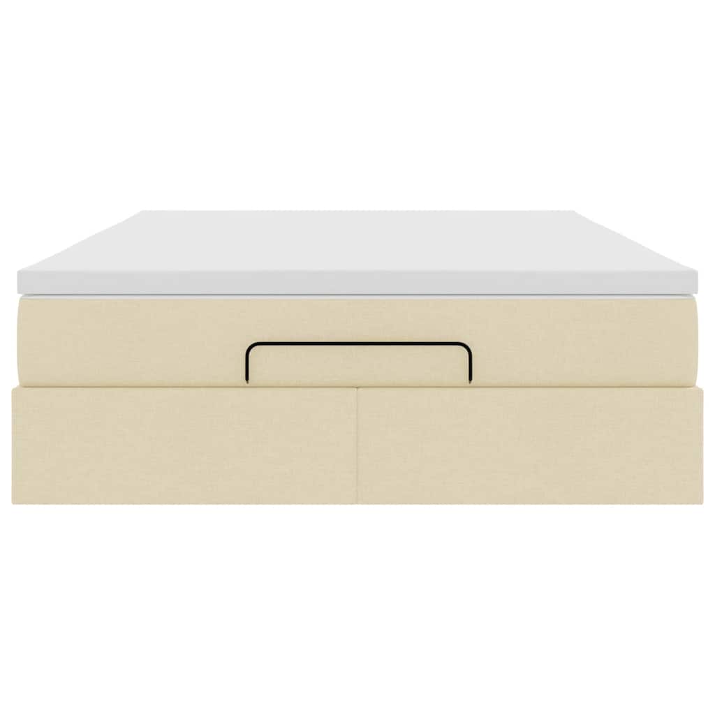 Ottoman bed with mattress cream 140x200 cm fabric