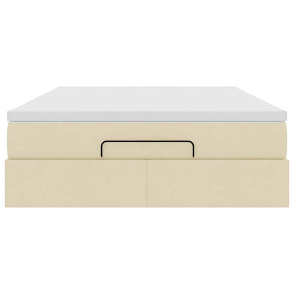 Ottoman-Bett mit Matratze Creme 140x200 cm Stoff