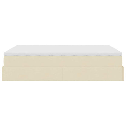 Ottoman-Bett mit Matratze Creme 140x200 cm Stoff