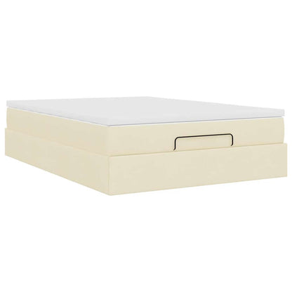 Ottoman-Bett mit Matratze Creme 140x200 cm Stoff