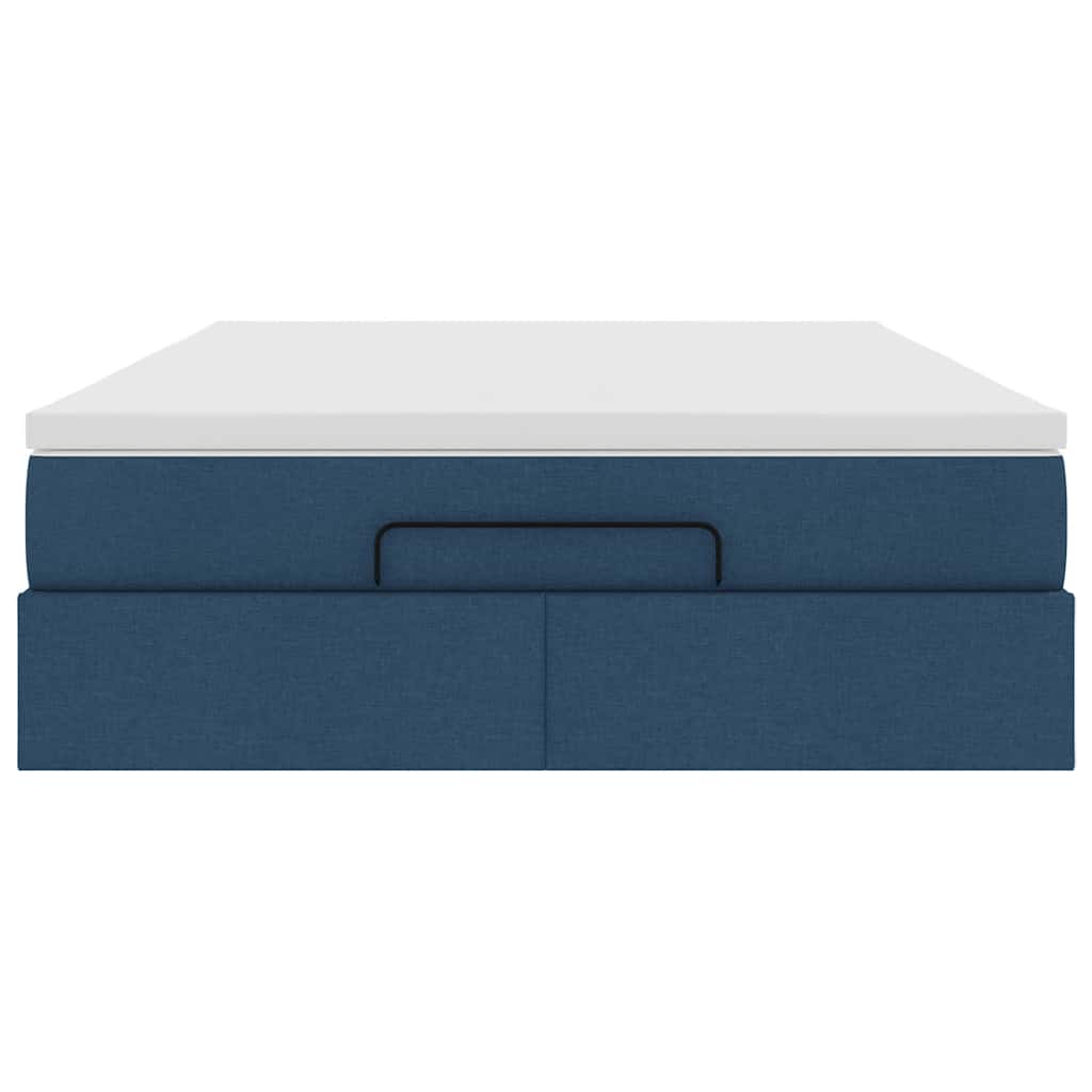 Ottoman-Bett mit Matratze Blau 140x200 cm Stoff
