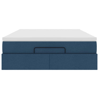Ottoman-Bett mit Matratze Blau 140x200 cm Stoff