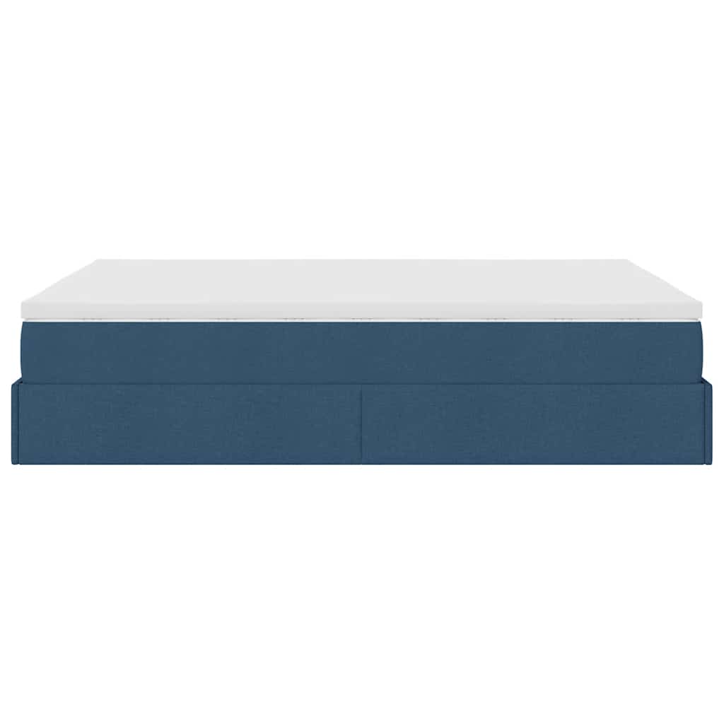 Ottoman-Bett mit Matratze Blau 140x200 cm Stoff